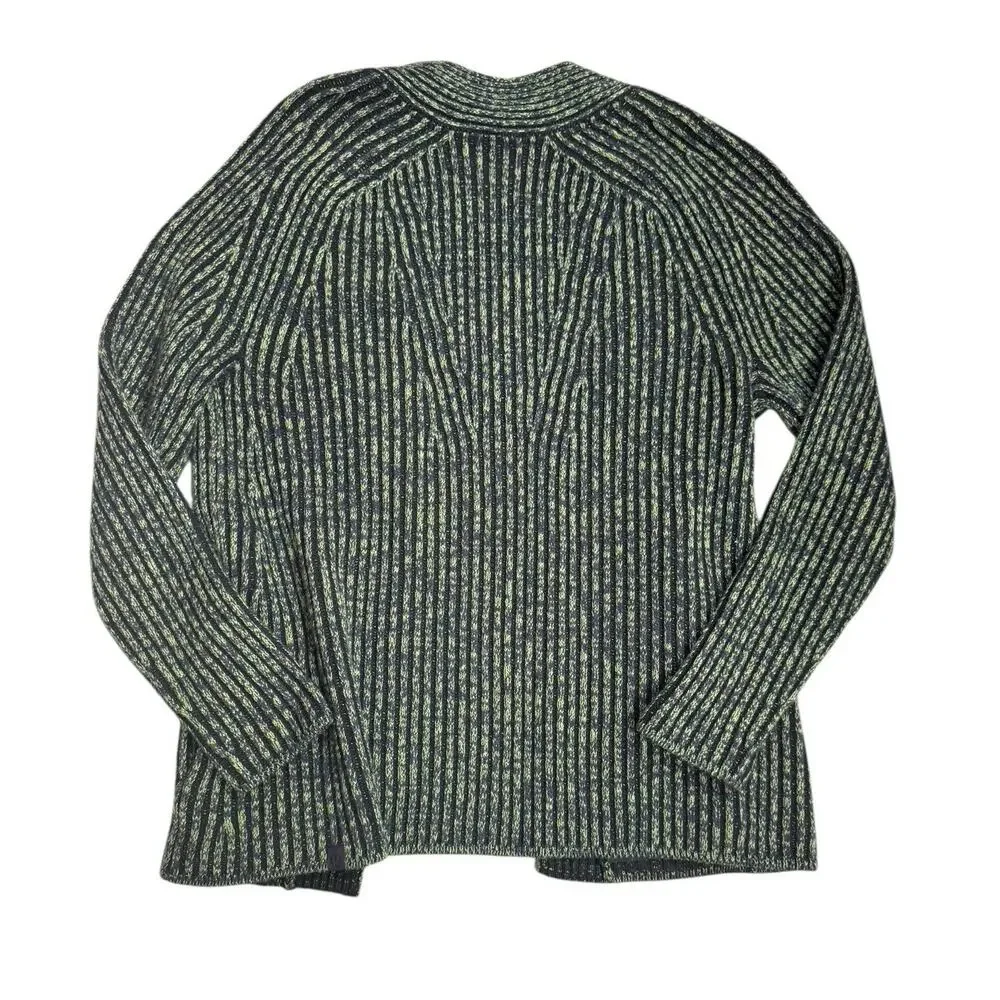 Lululemon Cotton Cashmere Blend Sweater Wrap Cardigan 2 Green Foliage Open Knit